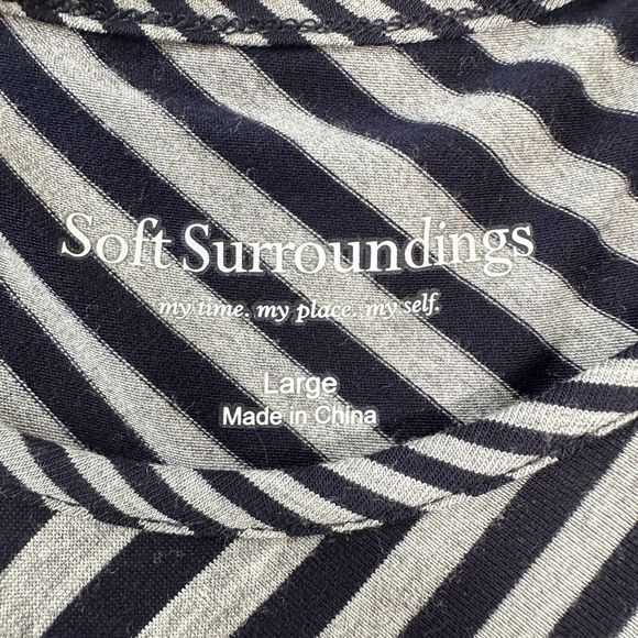 Soft Surroundings Womens L Striped Nautical Mixed Media Asymmetrical Tunic Top - Picture 3 of 9